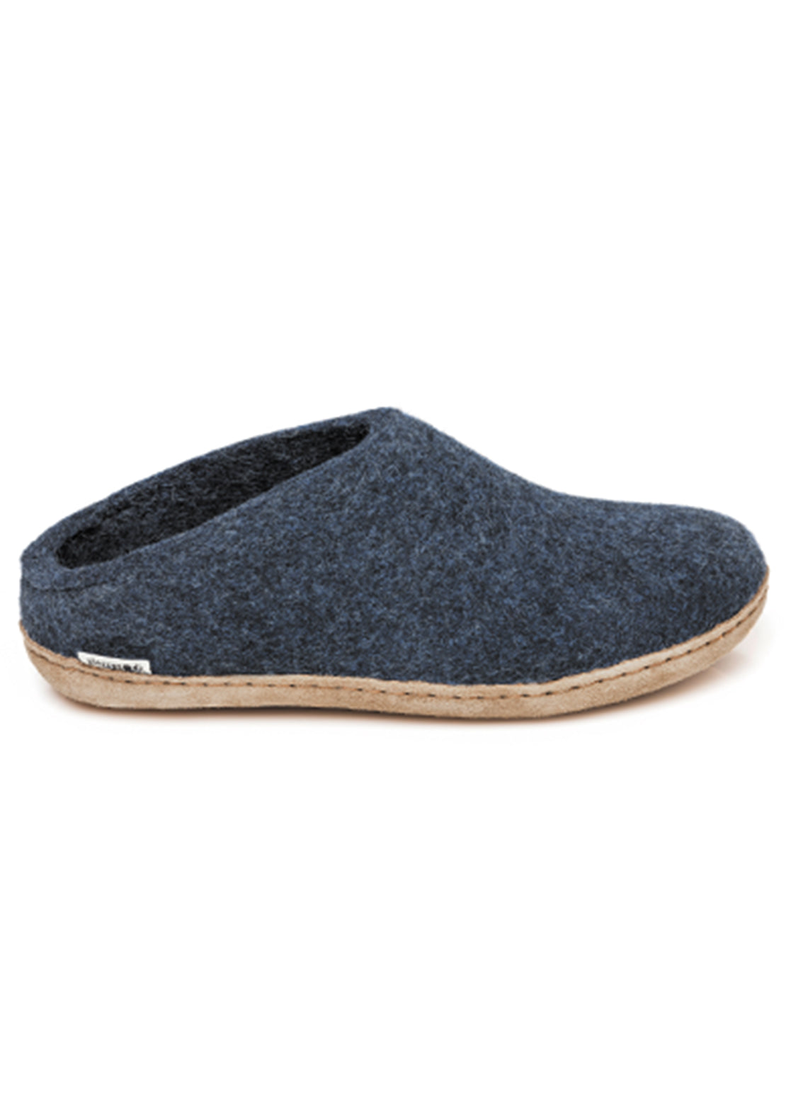 Glerups Unisex Leather Sole Open Heel Slippers Denim