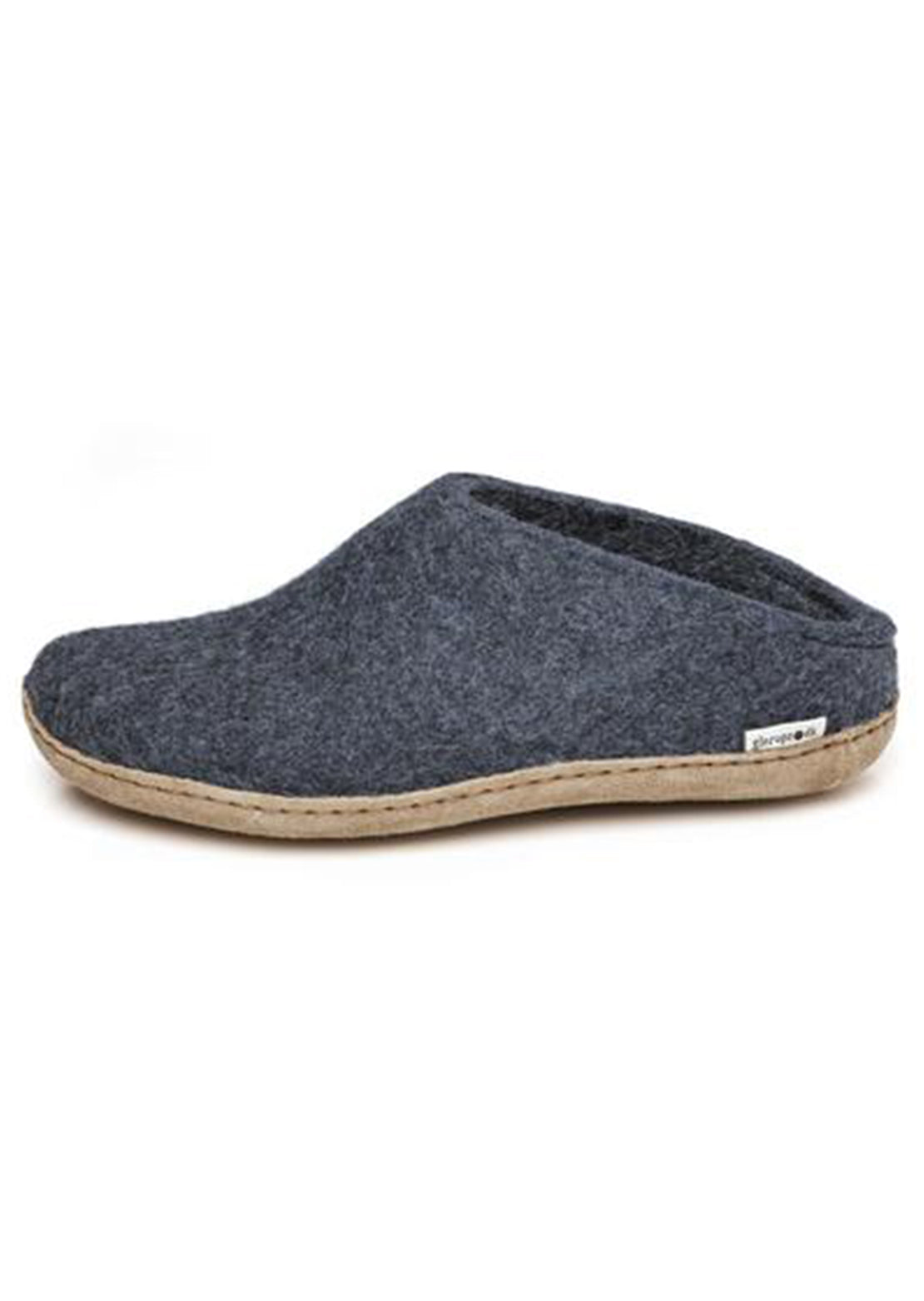 Glerups Unisex Leather Sole Open Heel Slippers Denim