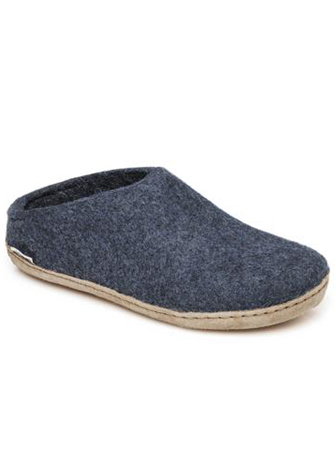 Glerups Unisex Leather Sole Open Heel Slippers Denim