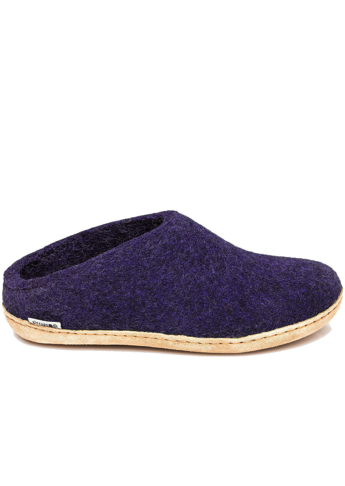 Glerups Unisex Leather Sole Open Heel Slippers Purple