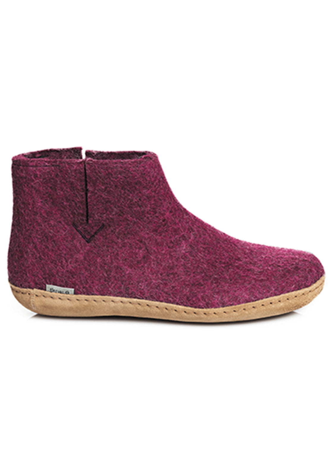 Glerups Unisex Leather Sole Slipper Boots Cranberry