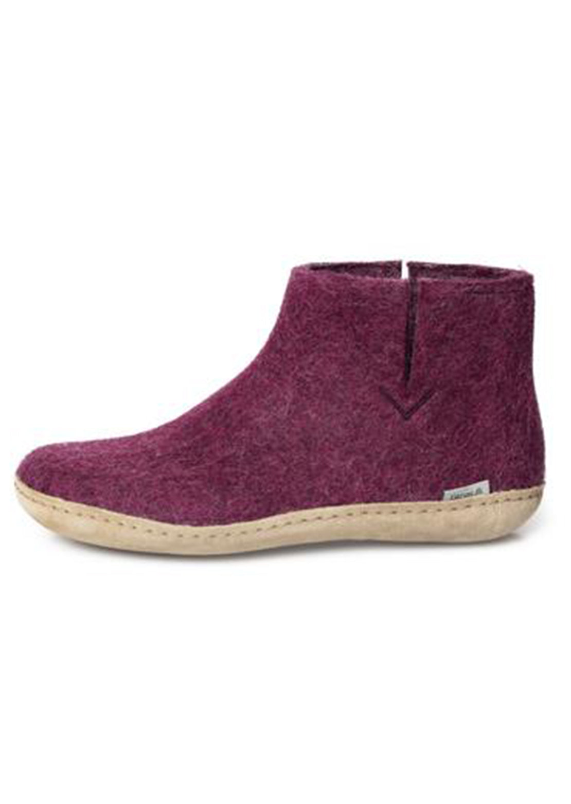 Glerups Unisex Leather Sole Slipper Boots Cranberry