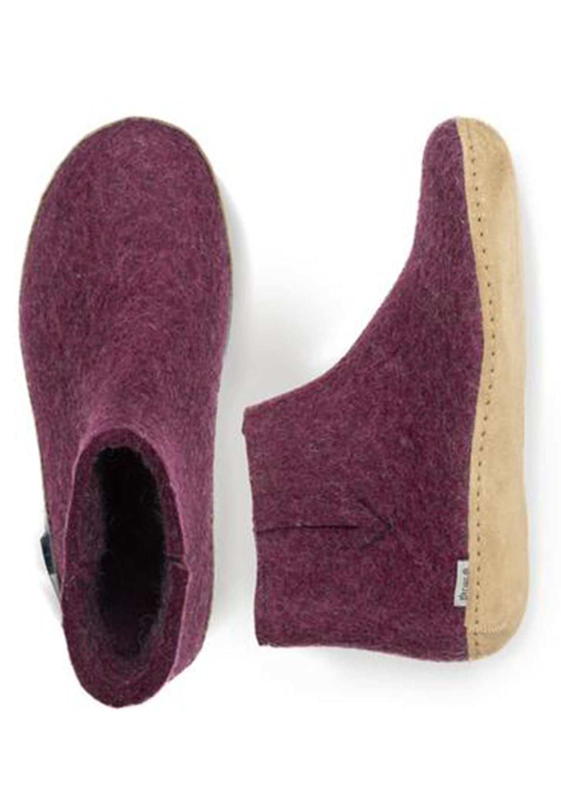 Glerups Unisex Leather Sole Slipper Boots Cranberry