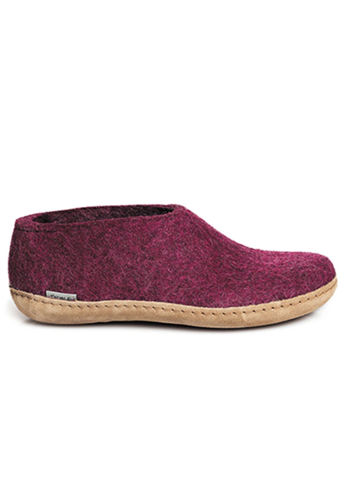 Glerups Unisex Leather Sole Slipper Shoes Cranberry