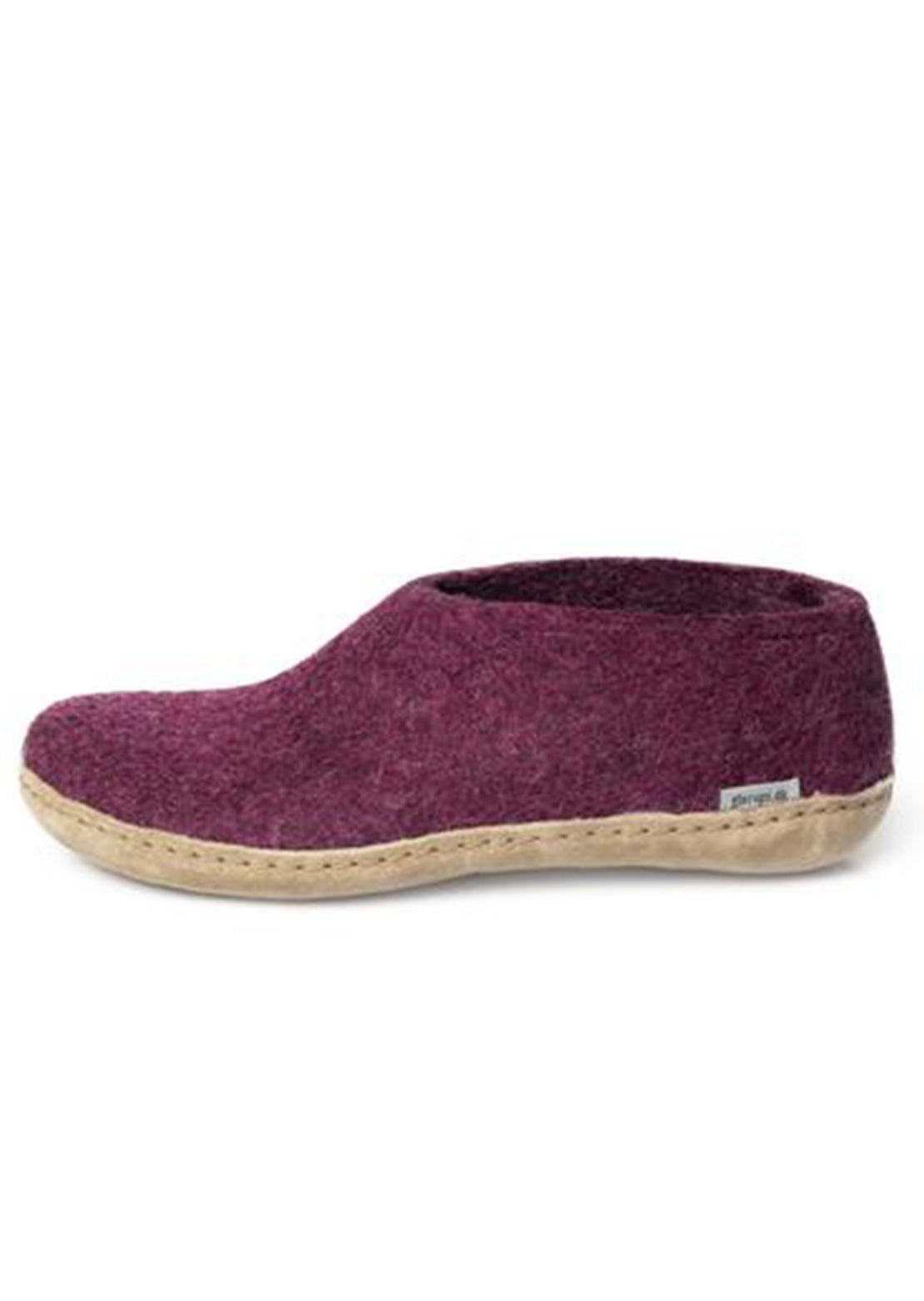 Glerups Unisex Leather Sole Slipper Shoes Cranberry