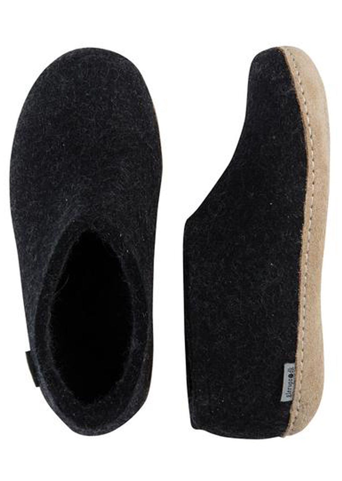 Glerups Unisex Leather Sole Slipper Shoes Charcoal