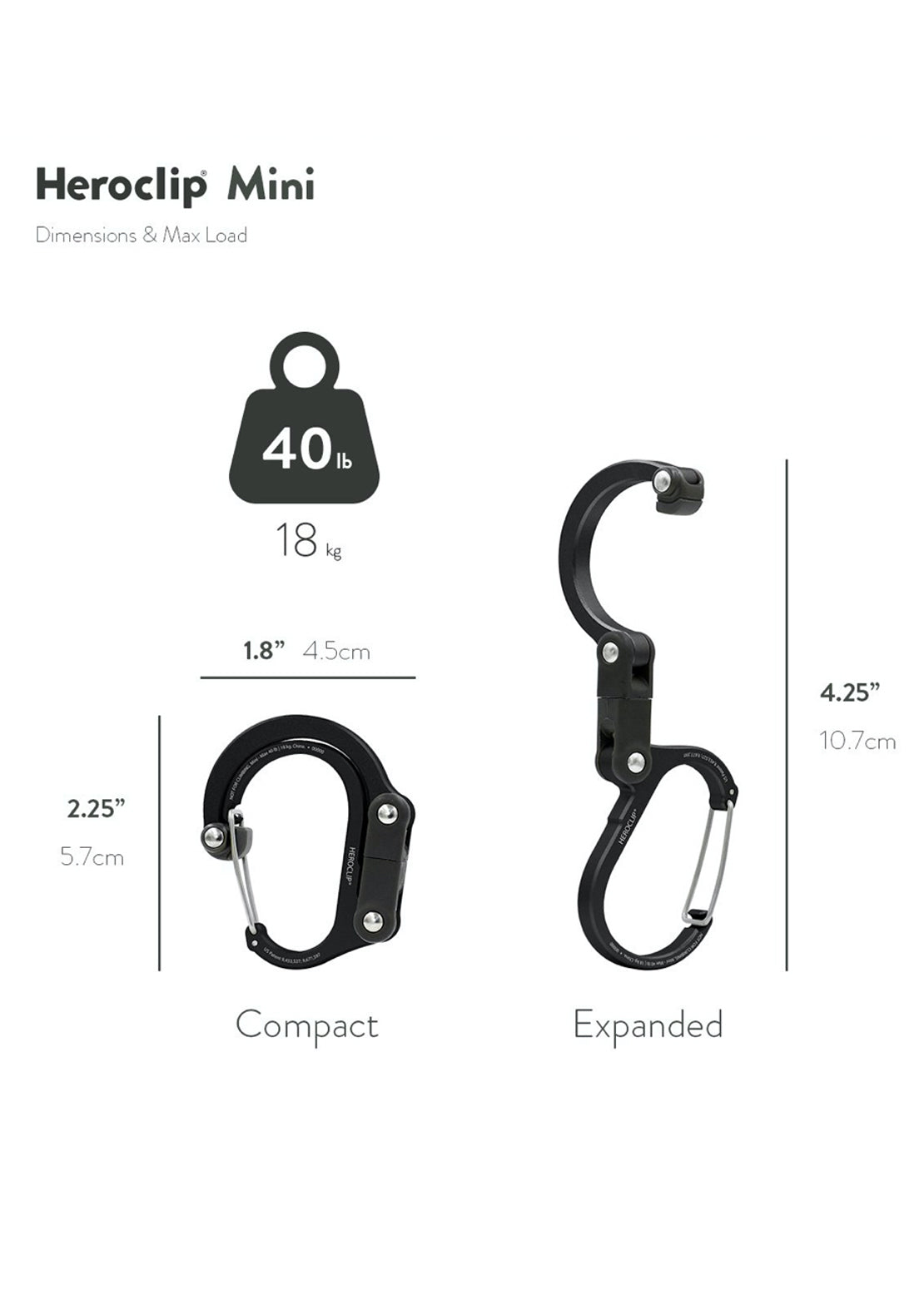 Heroclip Mini Carabiner Stealth Black