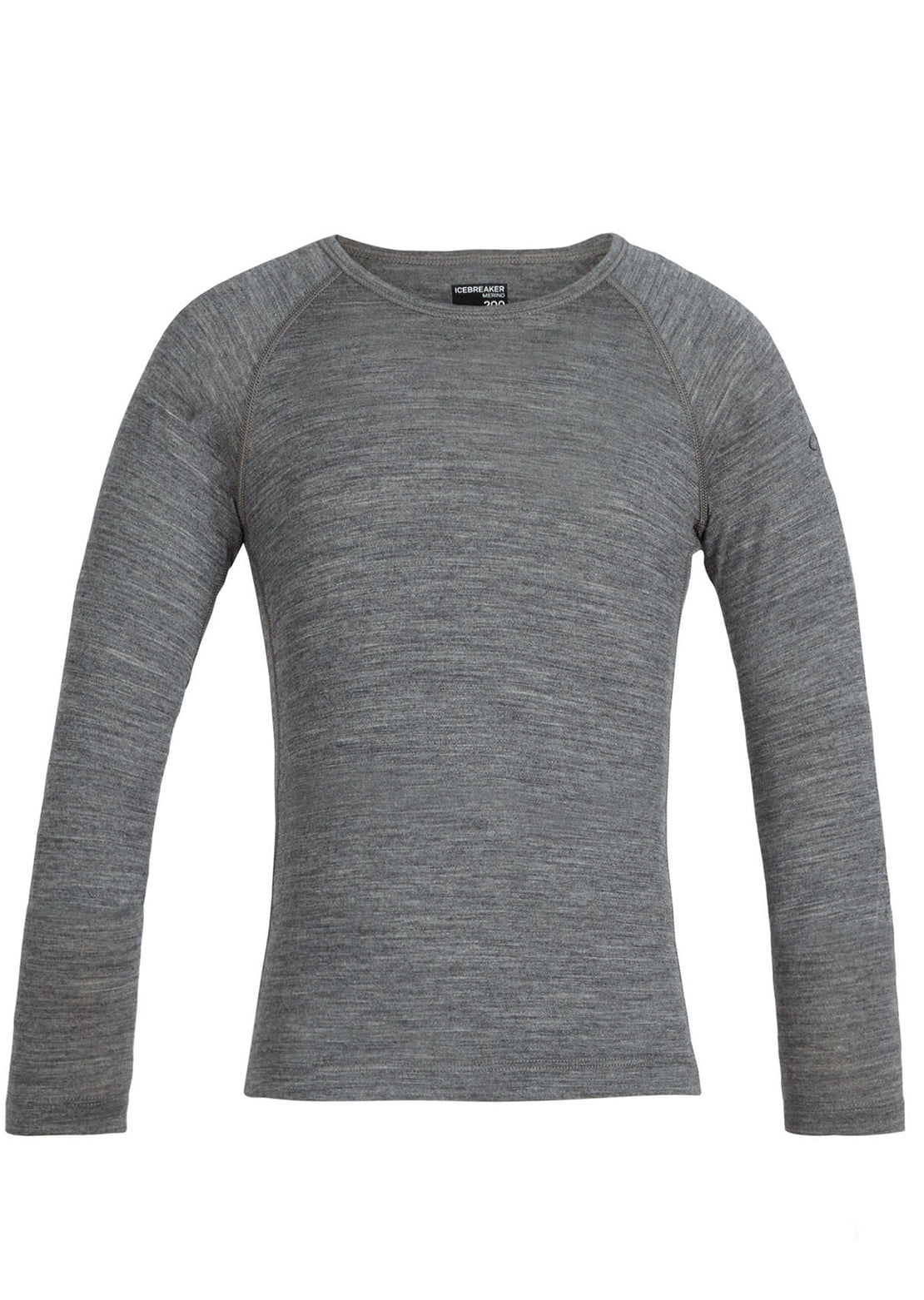 Icebreaker Junior Merino 200 Oasis Longsleeve Crewe Thermal Top Gritstone Heather