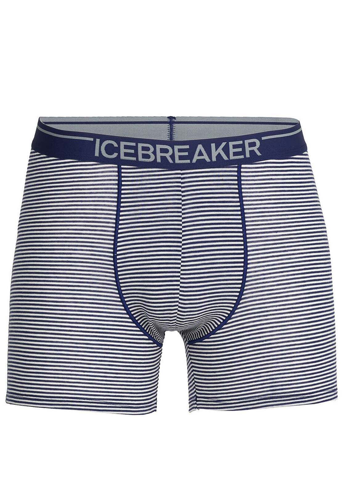 Icebreaker Men&#39;s Anatomica Boxers Royal Navy/Snow Stripe