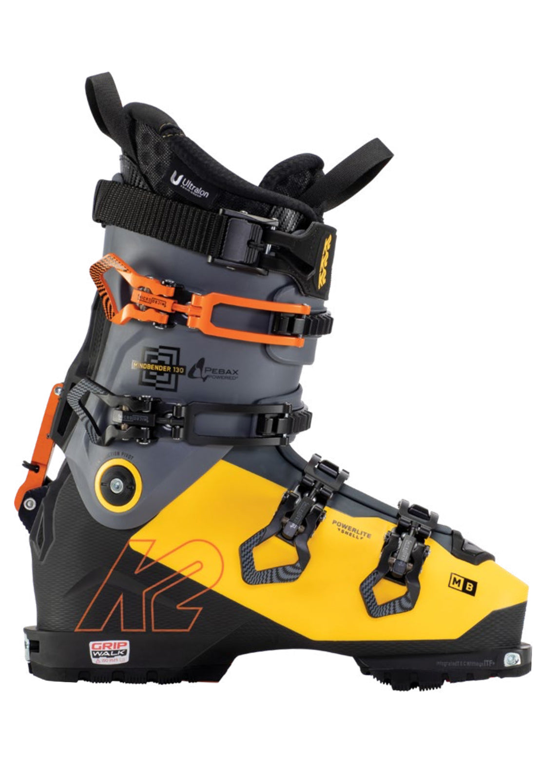 K2 Men&#39;s Mindbender 130 Gripwalk Ski Boots Black/Yellow