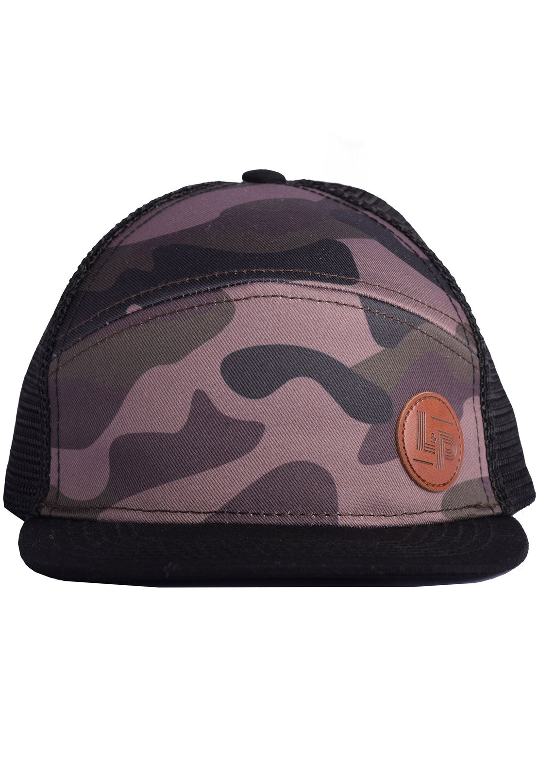 L&amp;P Junior Camo V1 Snapback Trucker Cap Black/Camo