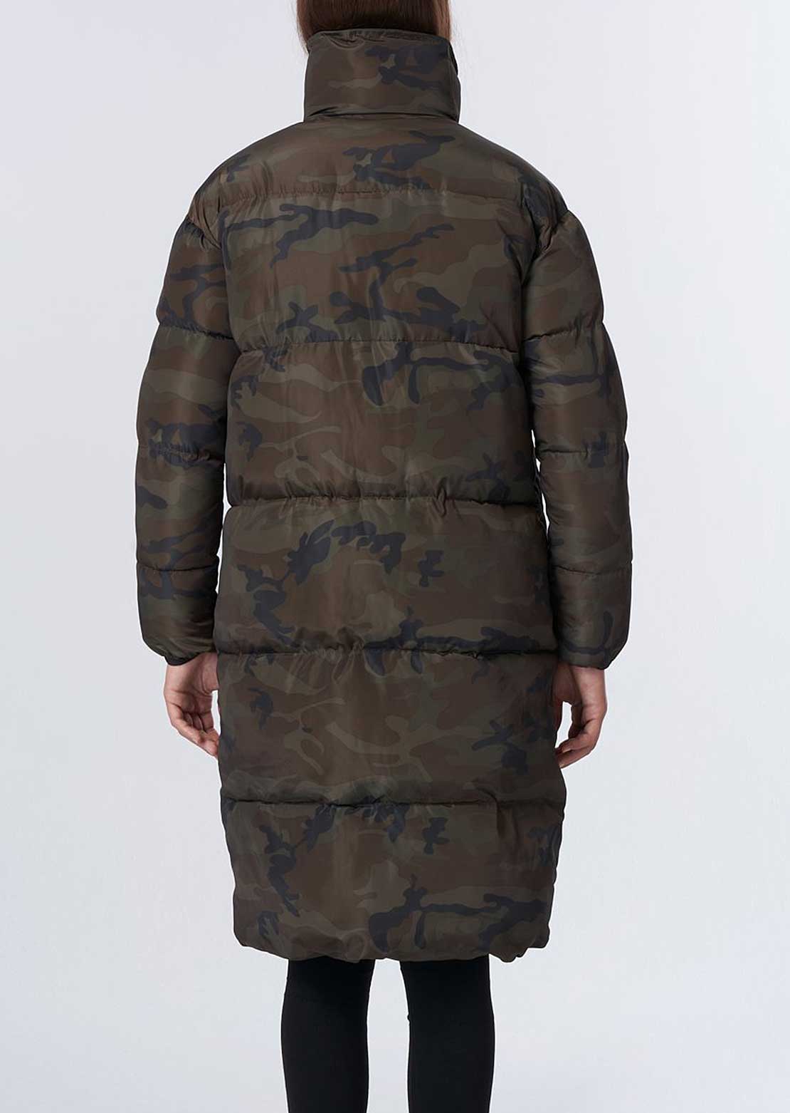 Norden Women&#39;s Aleta Long Puffer Jacket Camo Khaki