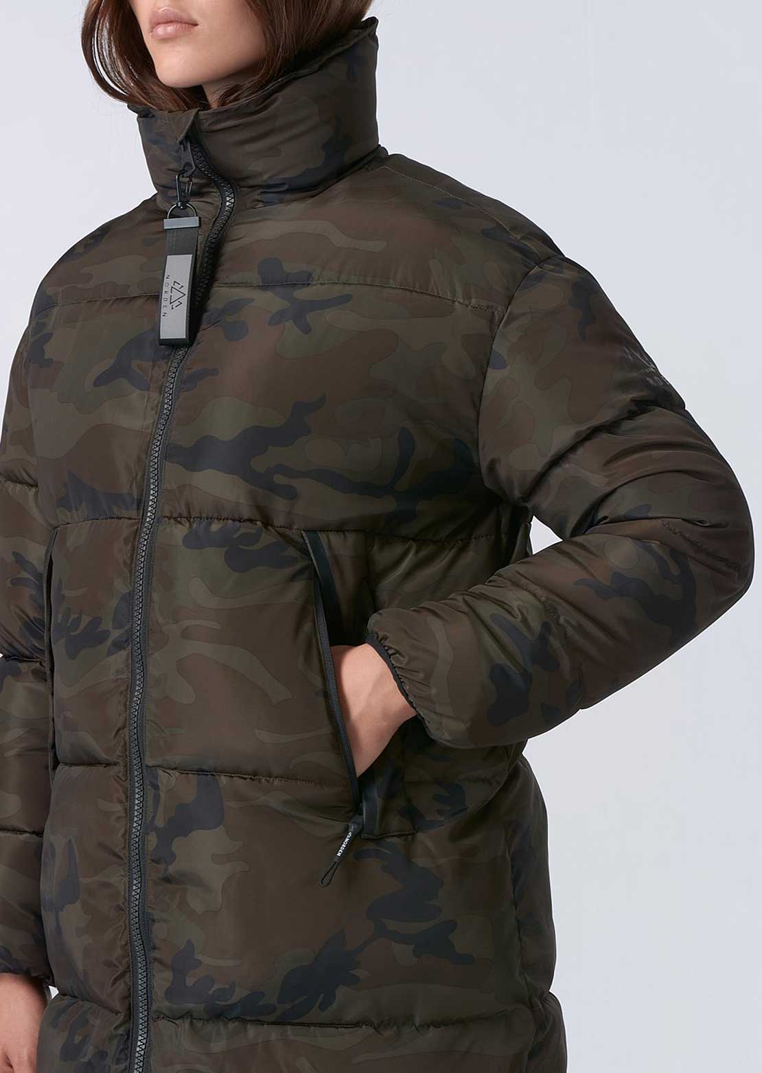 Norden Women&#39;s Aleta Long Puffer Jacket Camo Khaki