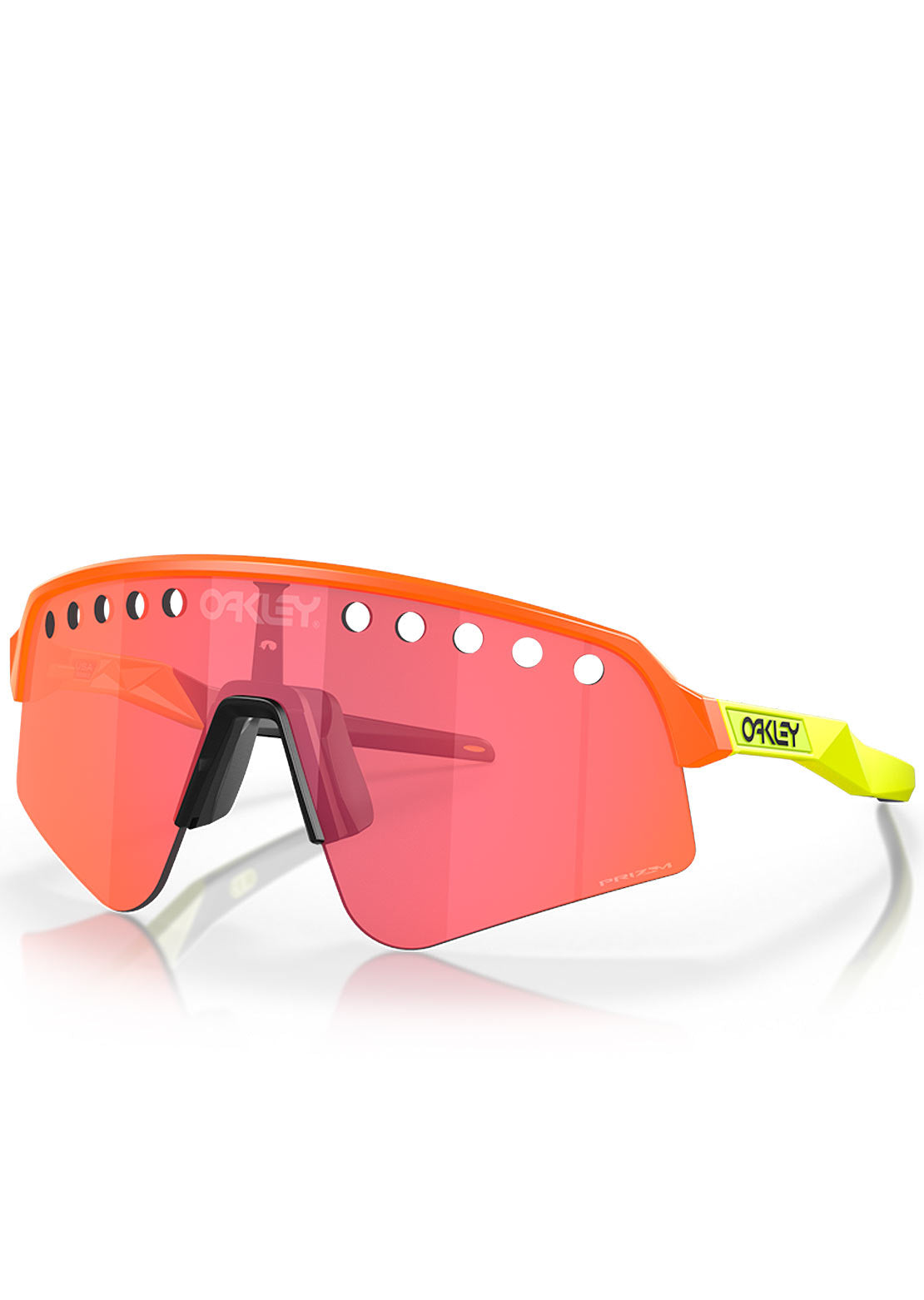 Oakley Men's Sutro Lite Sweep Prizm Bike Sunglasses Matte Orange/Tennis Ball Yellow/Prizm Trail Torch Vented
