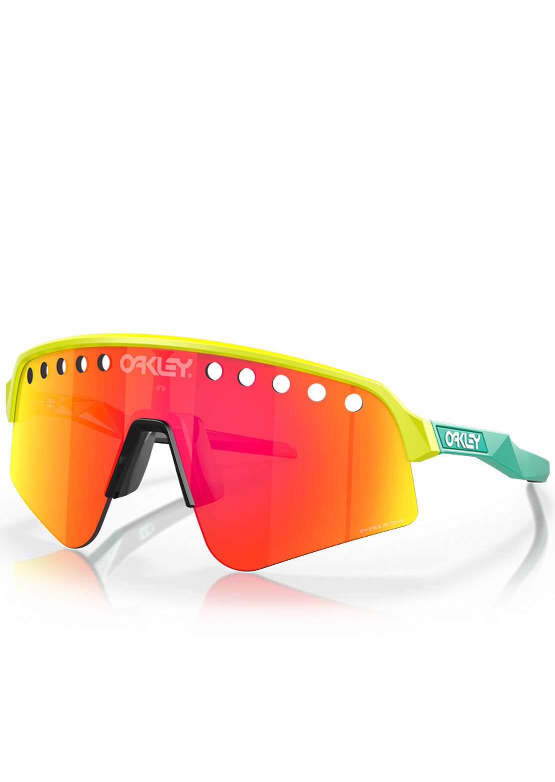 Oakley Men's Sutro Lite Sweep Prizm Bike Sunglasses Tennis Ball Yellow/Celeste/Prizm Ruby Iridium Vented