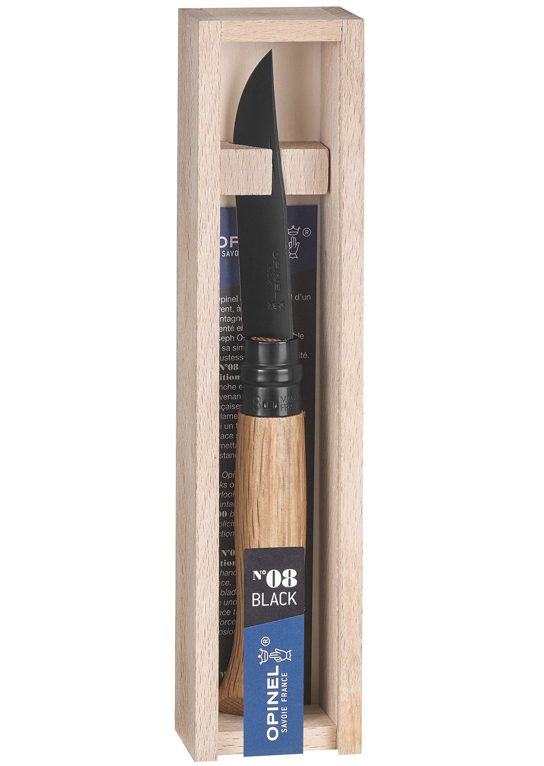 Opinel Tradition N°08 Luxury Black Oak Black Stainless Steel Knife Black Oak