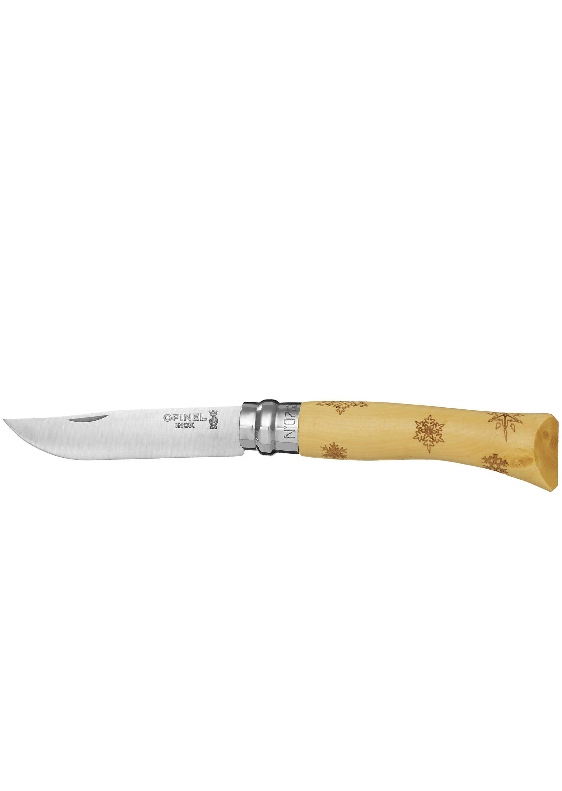 Opinel Tradition N°07 Engraved Nature Stainless Steel Knife Snowflake