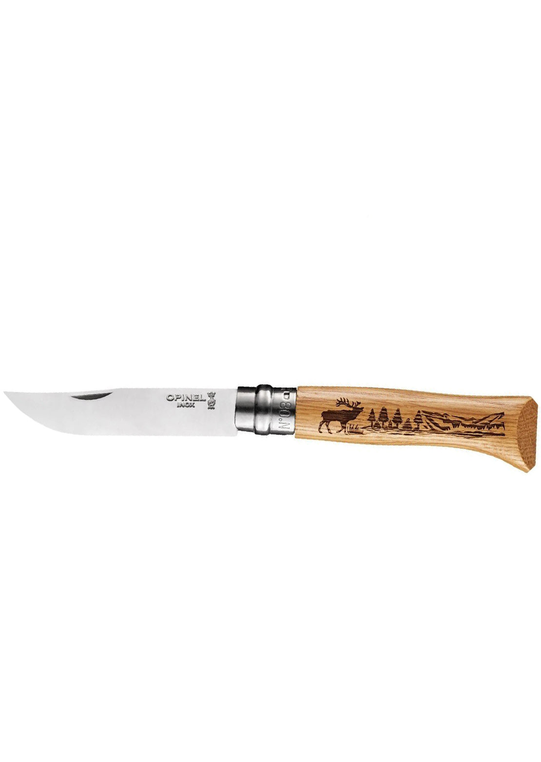 Opinel Tradition N°08 Engraved Animalia Stainless Steel Knife Deer