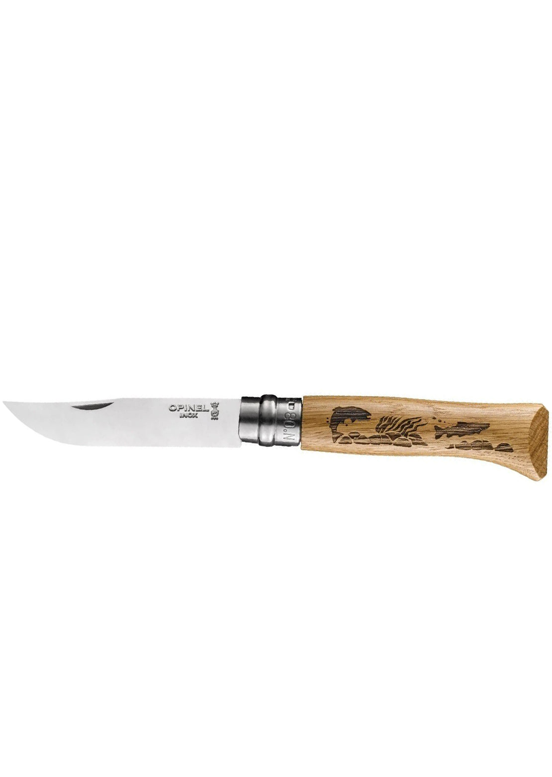 Opinel Tradition N°08 Engraved Animalia Stainless Steel Knife Fish