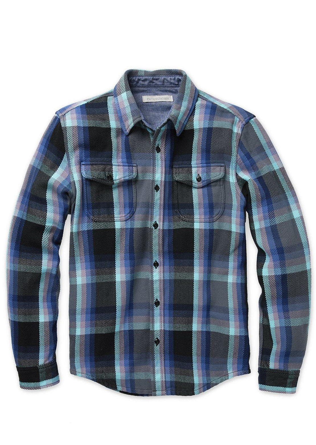 Outerknown Men&#39;s Blanket Button Up Shirt Coast Blue Hammonds Plaid