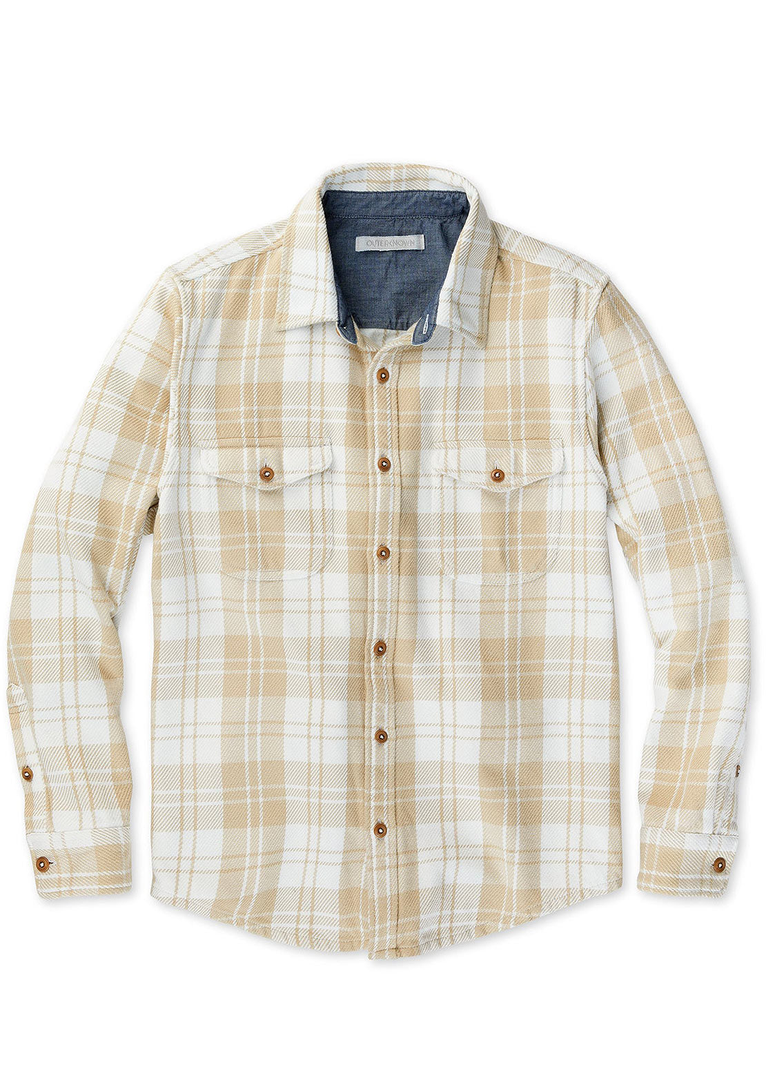 Outerknown Men&#39;s Blanket Button Up Shirt Latte Little Boxes