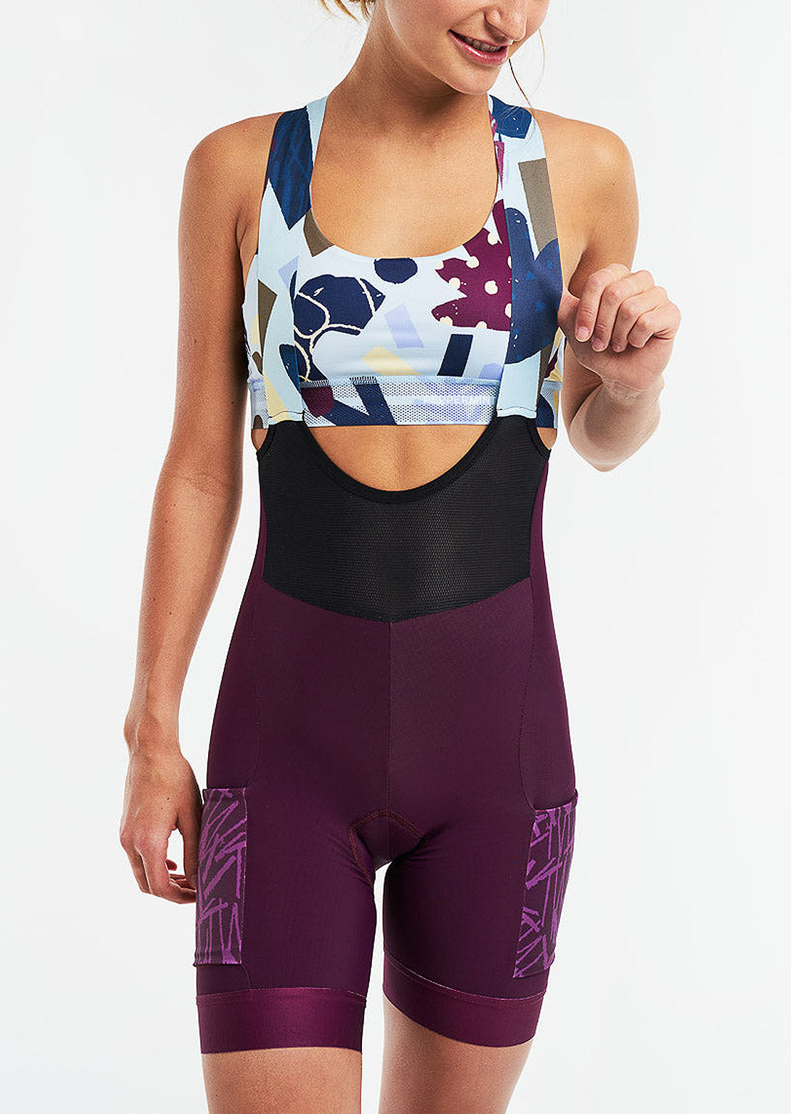 Peppermint Women&#39;s Gravel Cargo Bib Shorts Burgundy