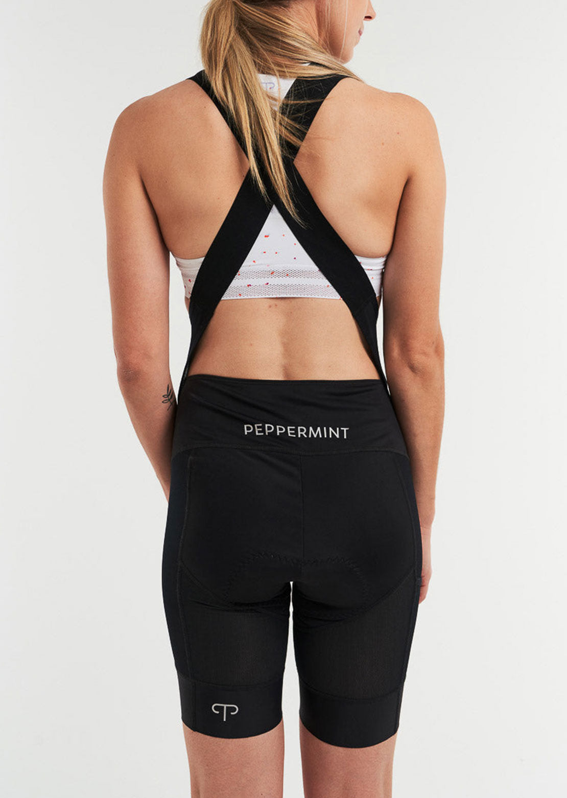 Peppermint Women&#39;s Liner Mesh Bib Shorts Black