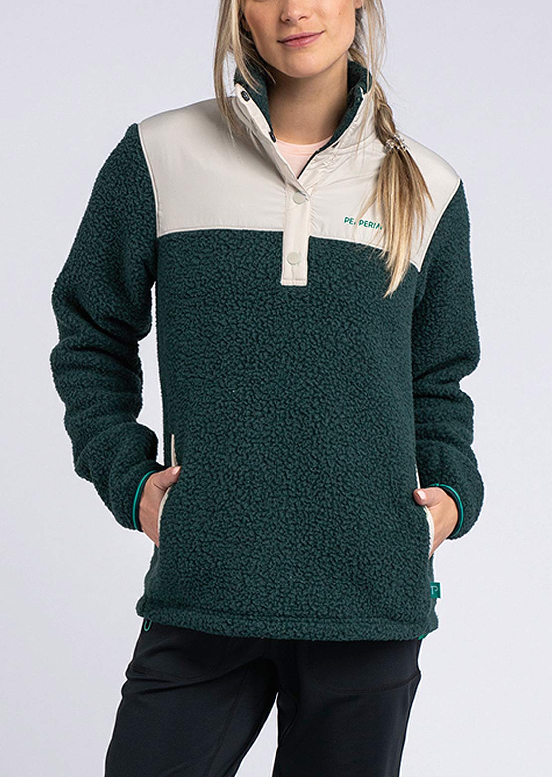 Peppermint Women&#39;s Sherpa Pullover Forest