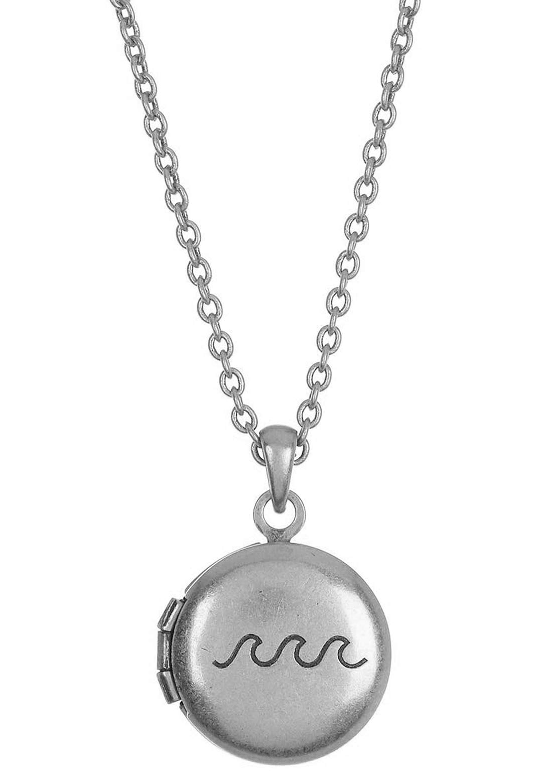 Pura Vida Women&#39;s Wave Locket Necklace Silver