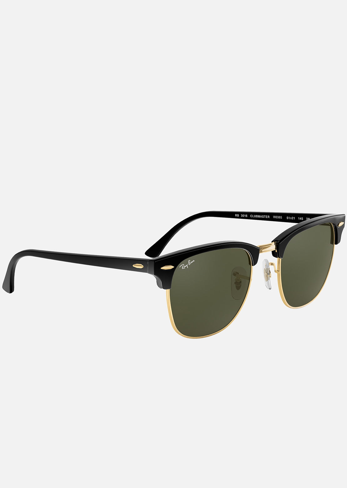 Ray-Ban Clubmaster Classic RB3016 Sunglasses Acetate Black/Green Classic G-15