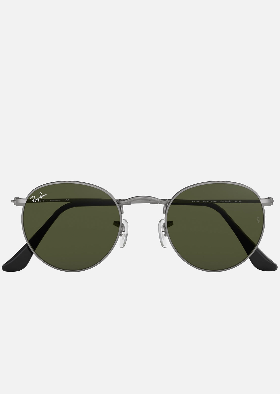 Ray-Ban Round Metal RB3447 Sunglasses Metal Gunmetal/Green Classic G-15