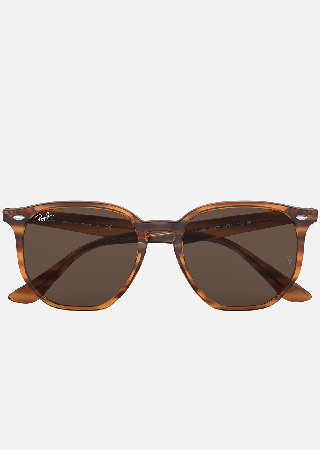 Ray-Ban RB4306 Sunglasses Striped Red Havana/ Dark Brown Classic B-15