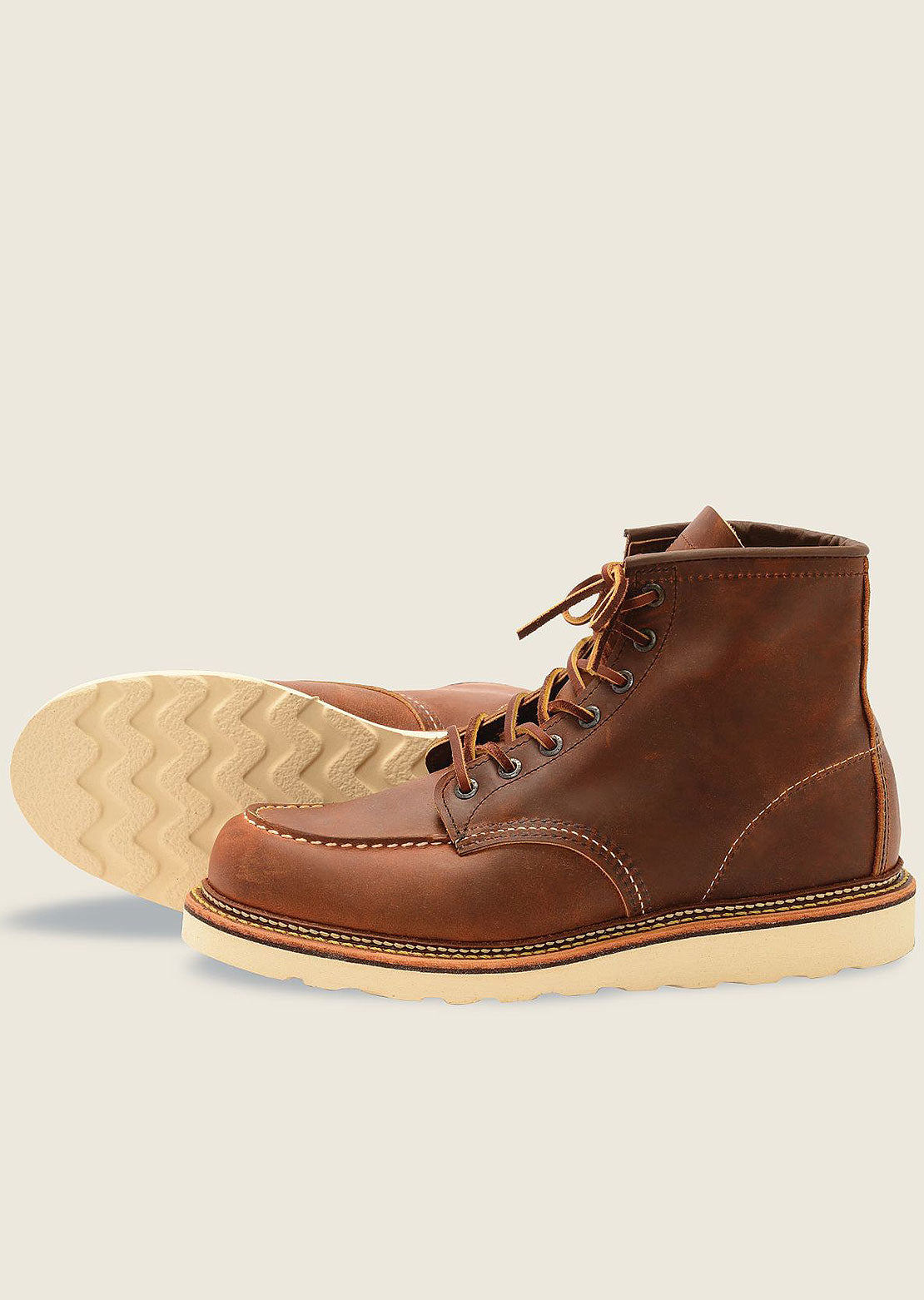 Redwing Men's 6" Classic Moc Boots with Footbed Copper R&T