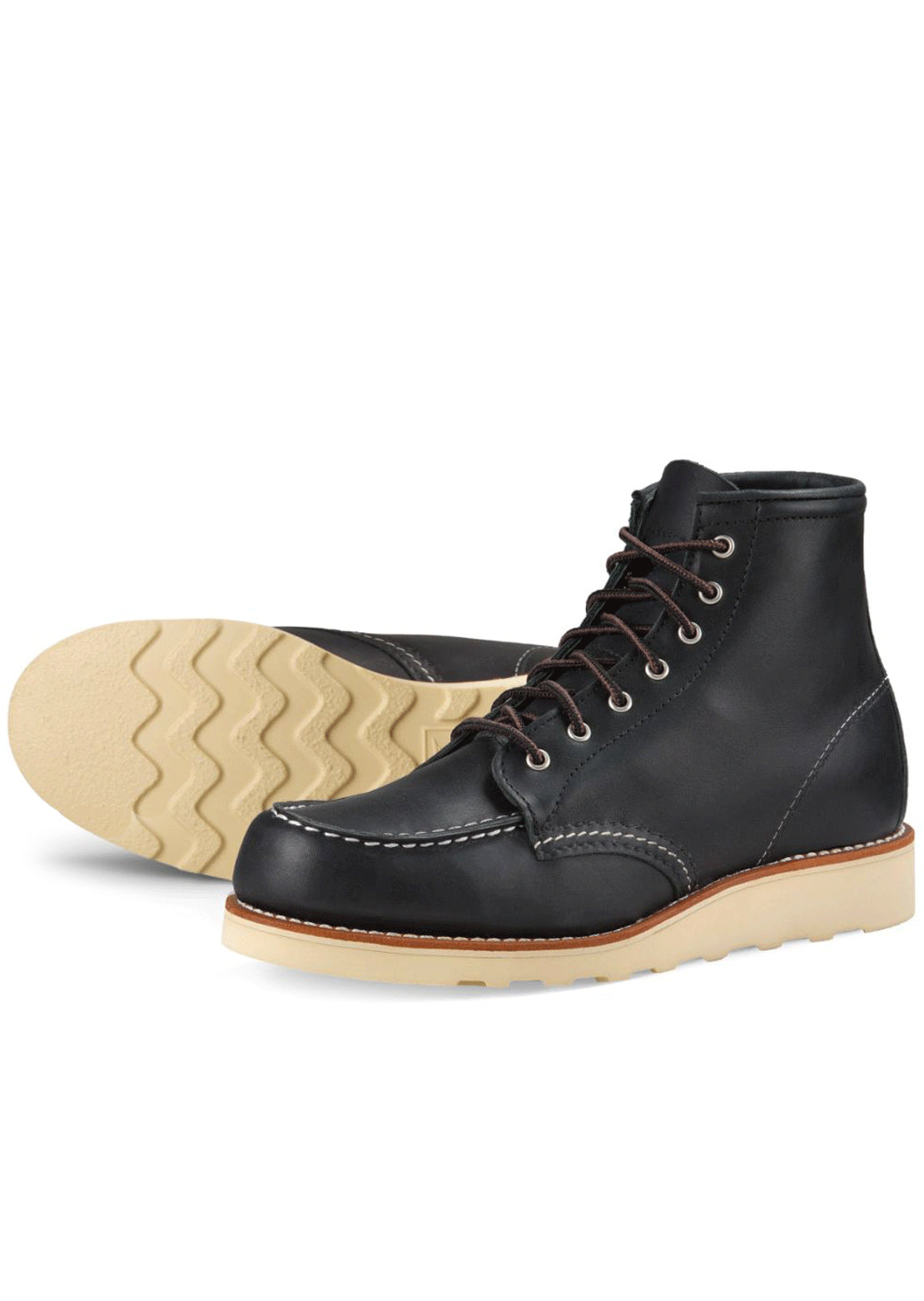 Redwing Women&#39;s 6&quot; Classic Moc Toe Boots Black Boundary Leather