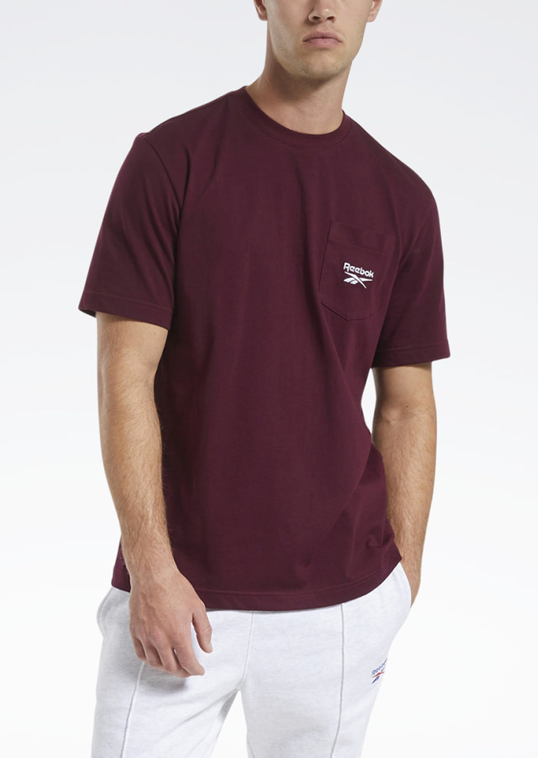 Reebok Men&#39;s CL F Pocket T-Shirt Maroon