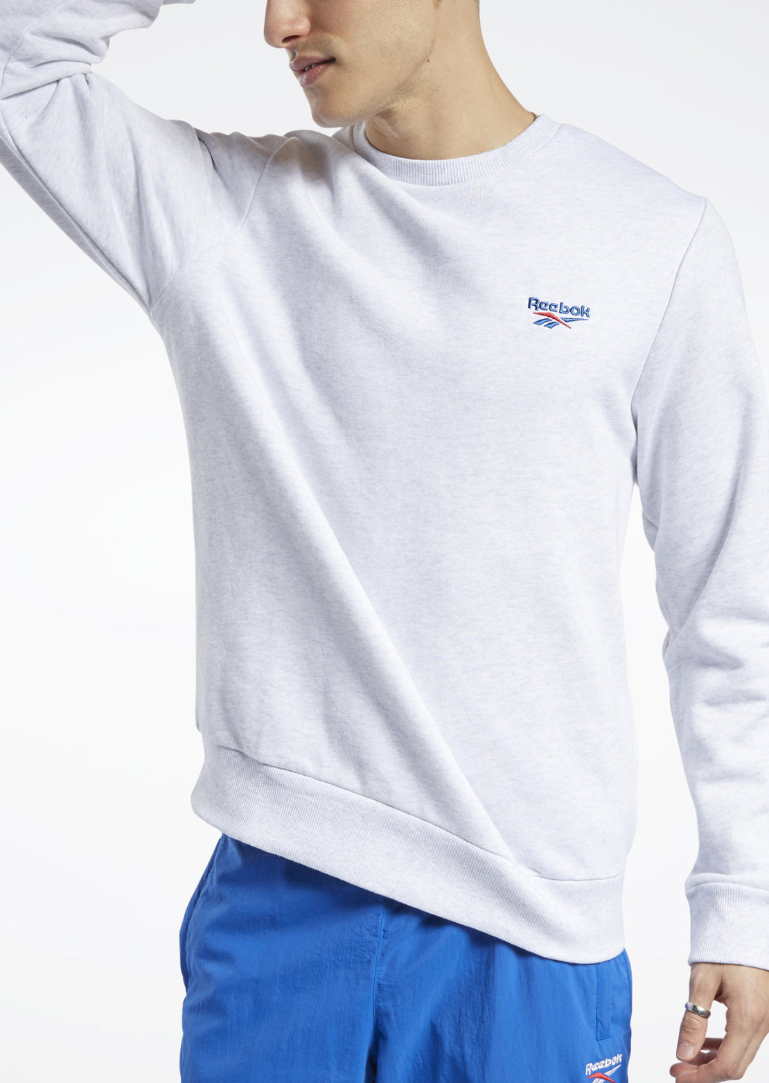 Reebok Women&#39;s CL F Small Vector Crewneck White Melange