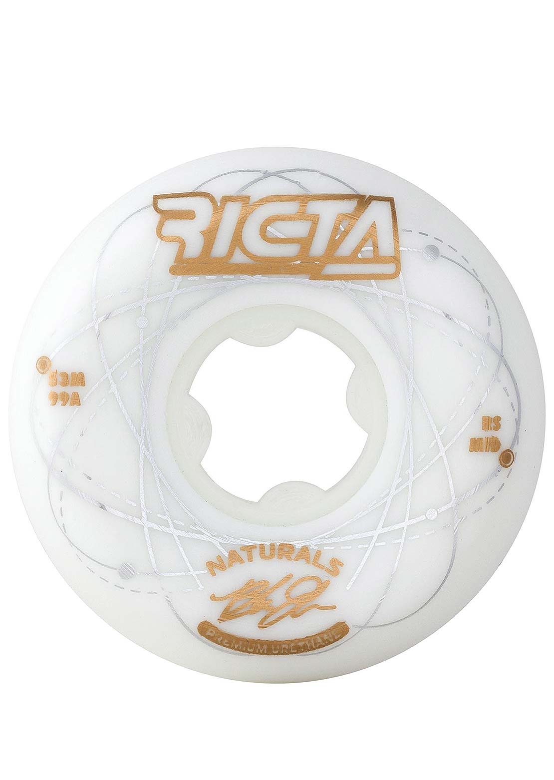Ricta Johnson Orbital Naturals Mid 99A Skateboard Wheels White/Gold 53 mm