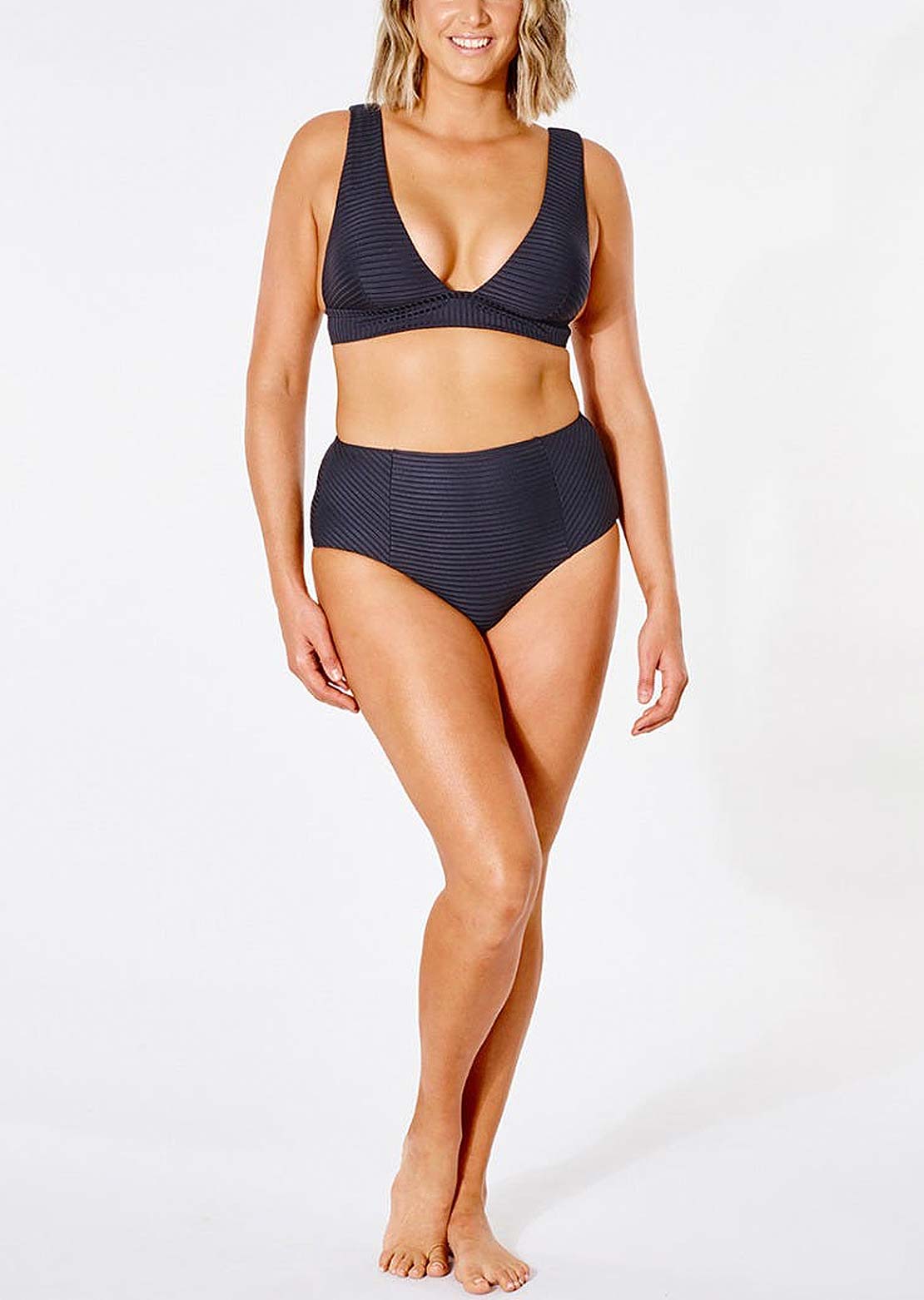 Rip Curl Women&#39;s Premium Surf Deep V Bikini Top Black