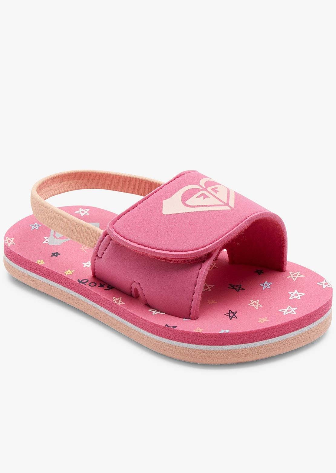 Roxy Junior Textile Webbing Finn Sandals Bright Rose/Pink Carnation