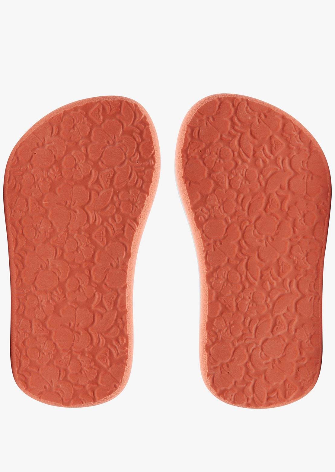 Roxy Junior Textile Webbing Finn Sandals Peach Cream
