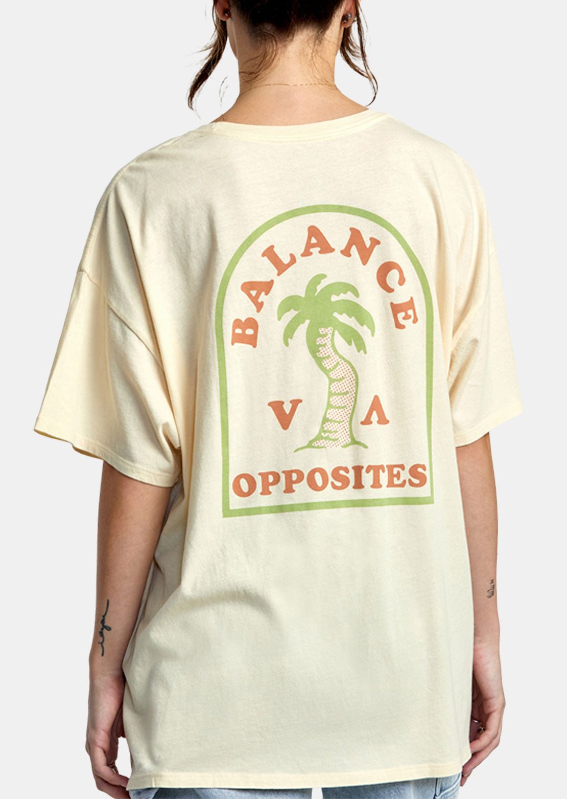 RVCA Women&#39;s VA Palm Baggie T-Shirt Cream