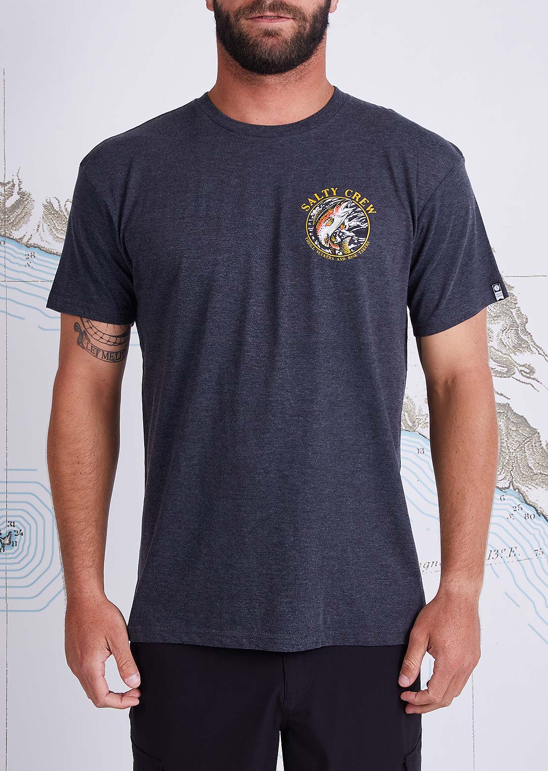 Salty Crew Men&#39;s Rainbow Premium T-Shirt Charcoal Heather