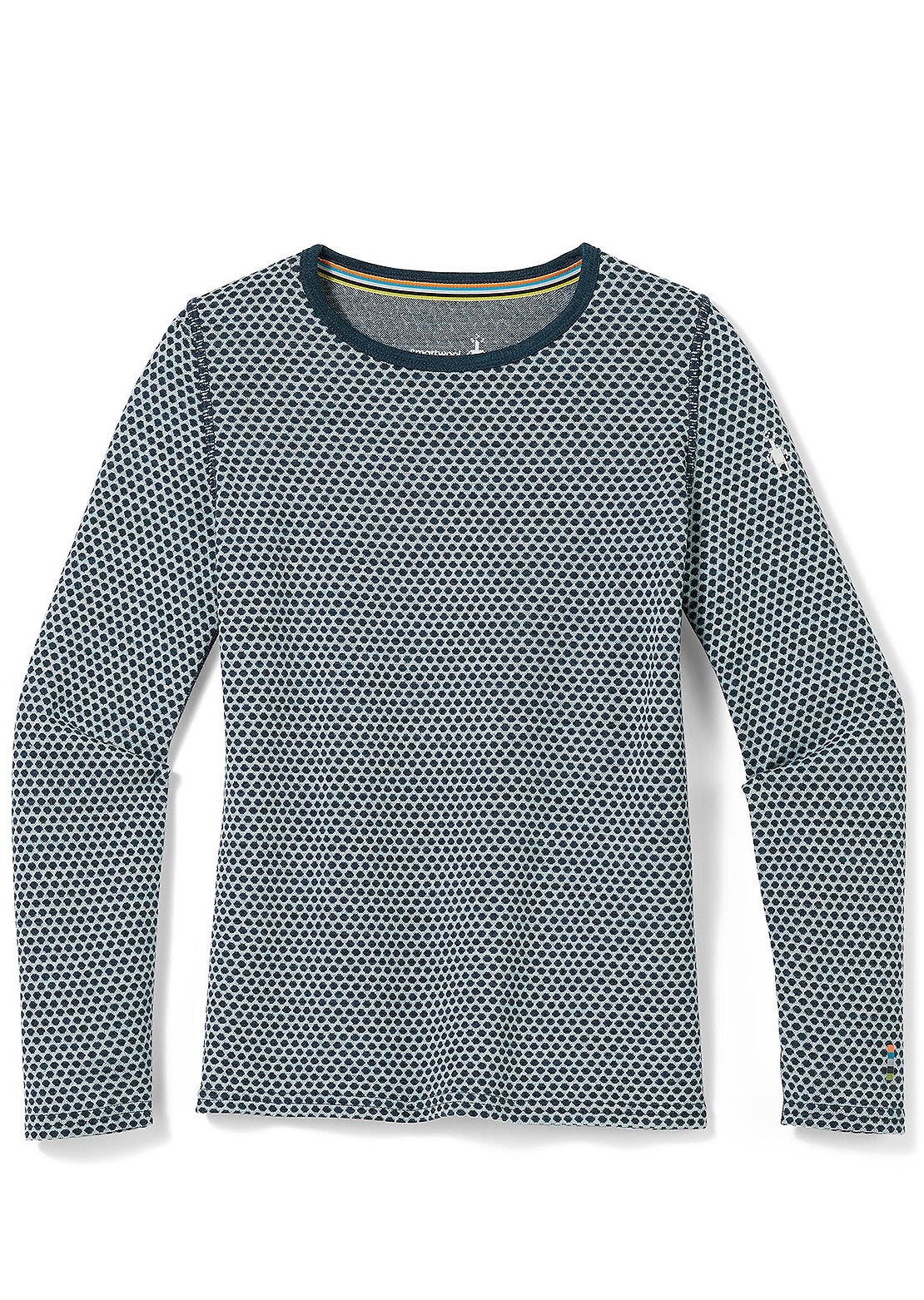 Smartwool Junior Classic Thermal Merino Base Layer Pattern Crew Boxed Top Bleached Aqua Dot
