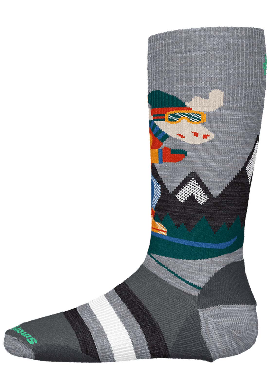 Smartwool Junior Wintersport Full Cushion Mountain Moose Pattern OTC Socks Light Gray