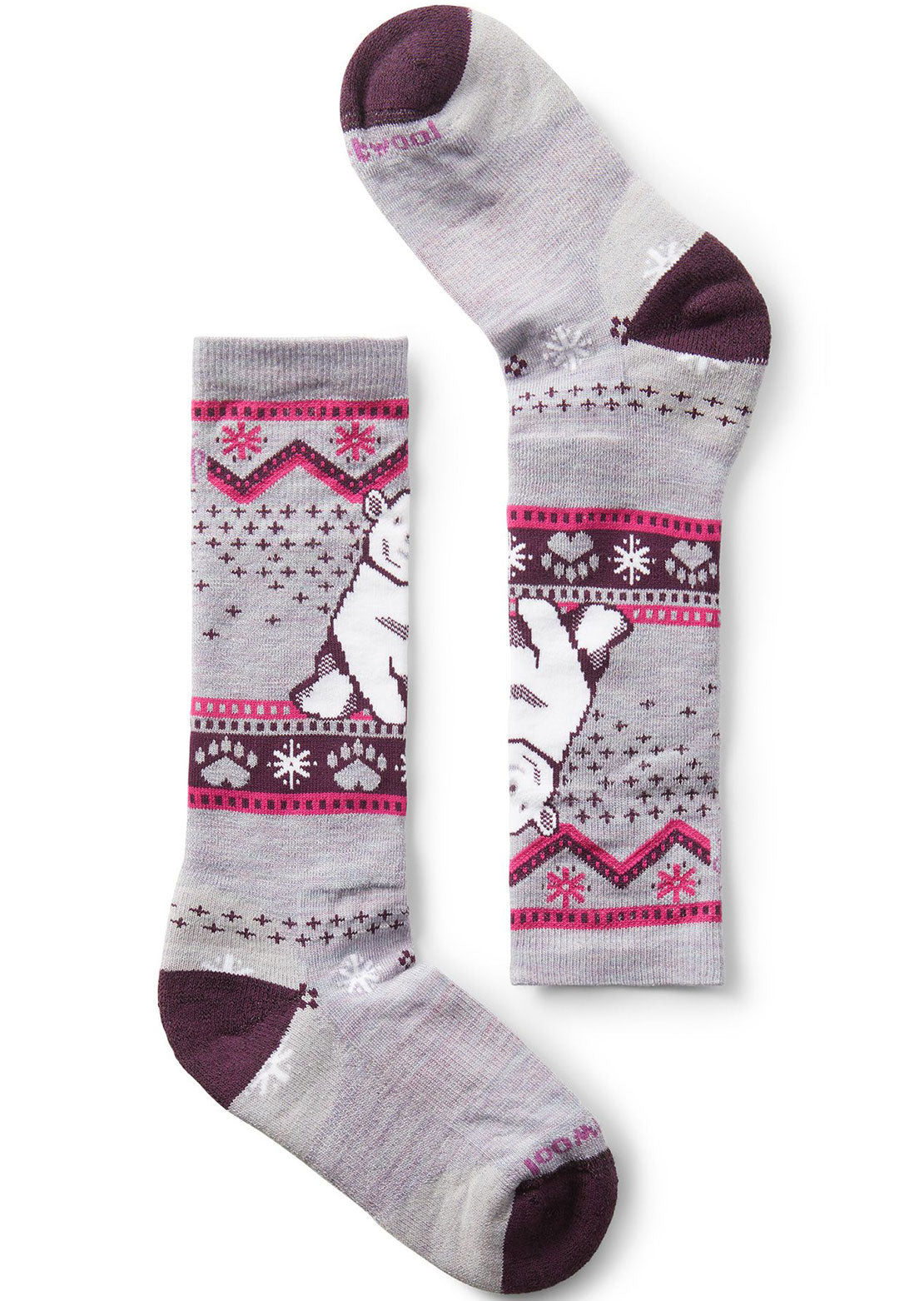 Smartwool Junior Wintersport Full Cushion Polar Bear Pattern OTC Socks Purple Eclipse