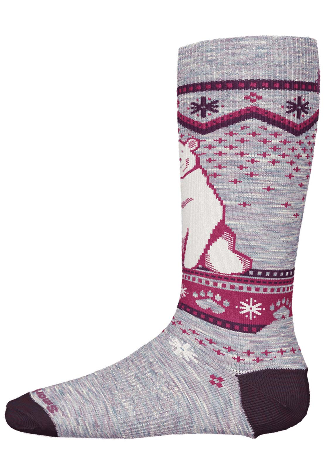 Smartwool Junior Wintersport Full Cushion Polar Bear Pattern OTC Socks Purple Eclipse
