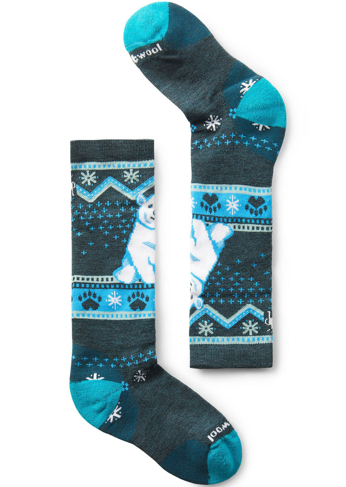 Smartwool Junior Wintersport Full Cushion Polar Bear Pattern OTC Socks Twilight Blue