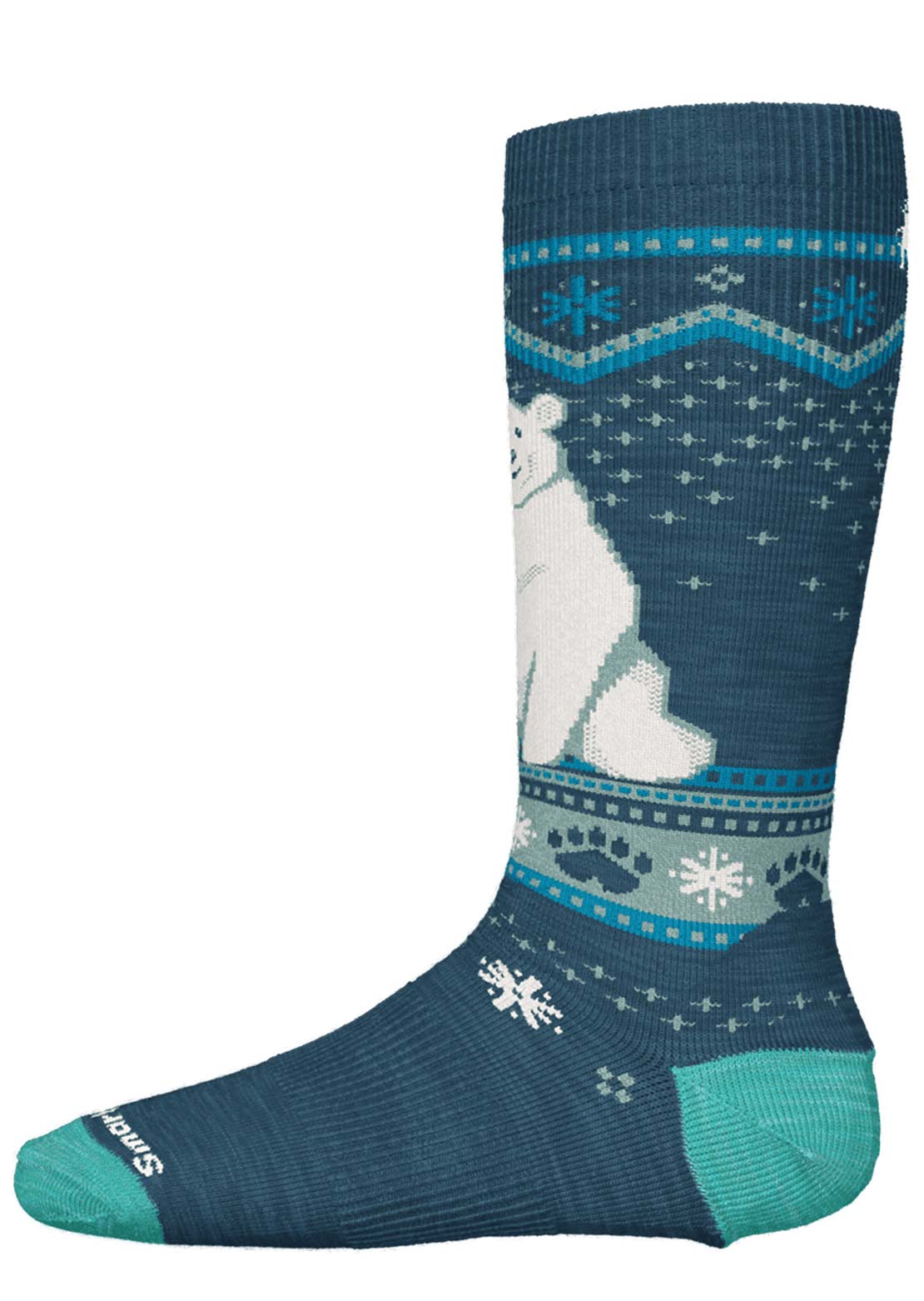 Smartwool Junior Wintersport Full Cushion Polar Bear Pattern OTC Socks Twilight Blue