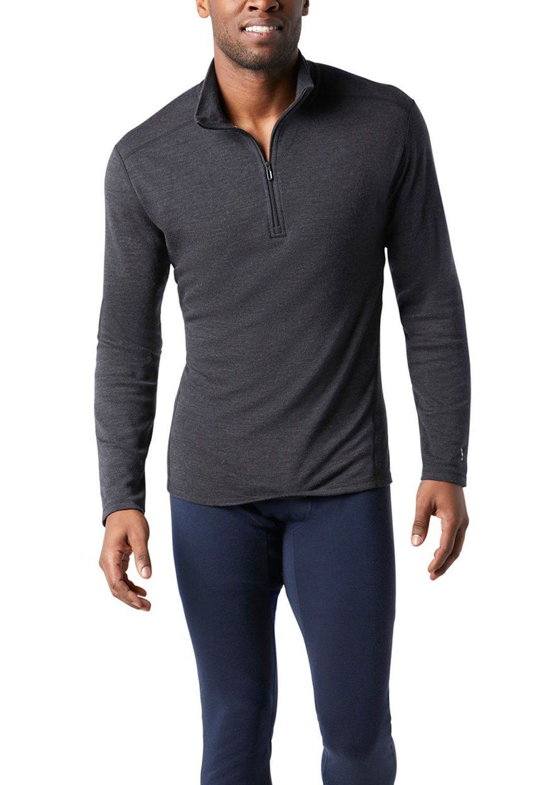 Smartwool Men&#39;s Classic Thermal Merino 250 1/4 Zip Base Layer Top Charcoal Heather