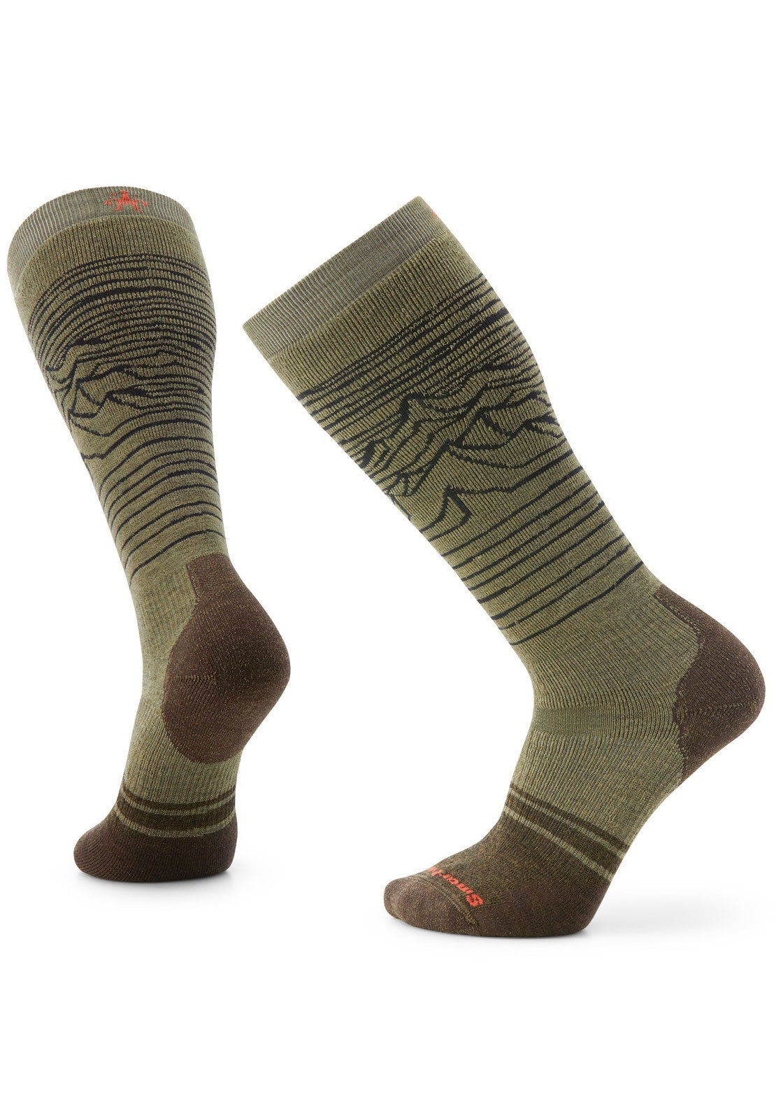 Smartwool Men&#39;s Snowboard Full Cushion Iguchi Pattern OTC Socks Winter Moss